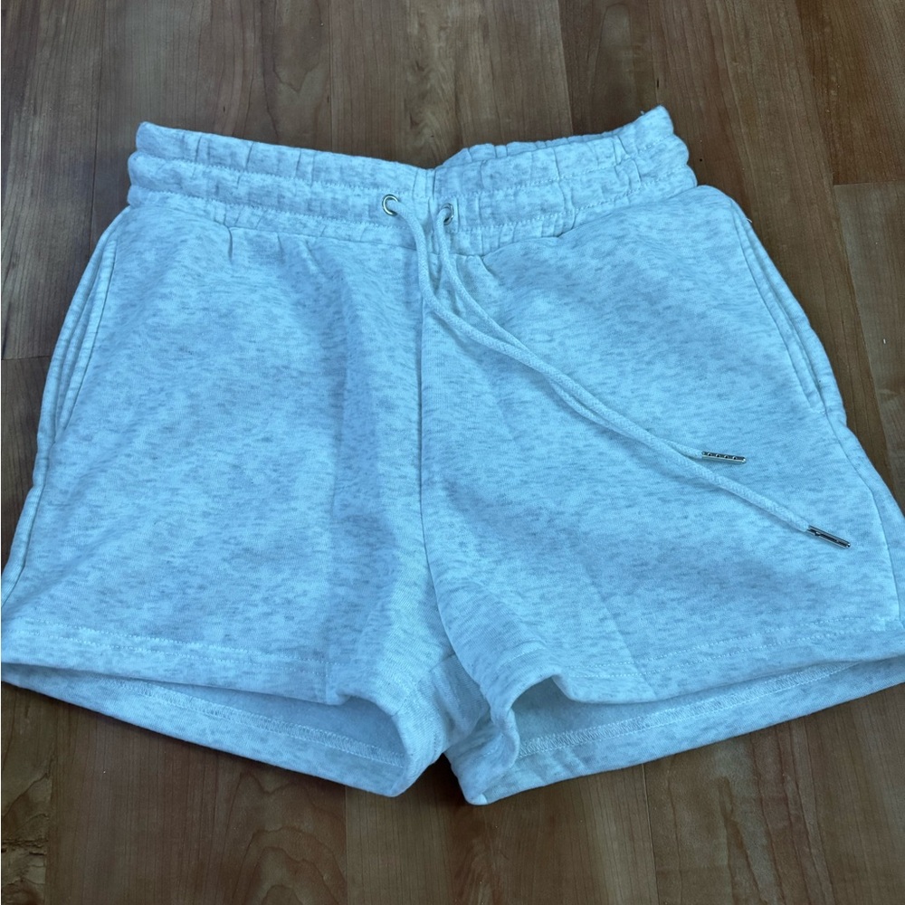 High Waist Gray Terry Cloth Shorts